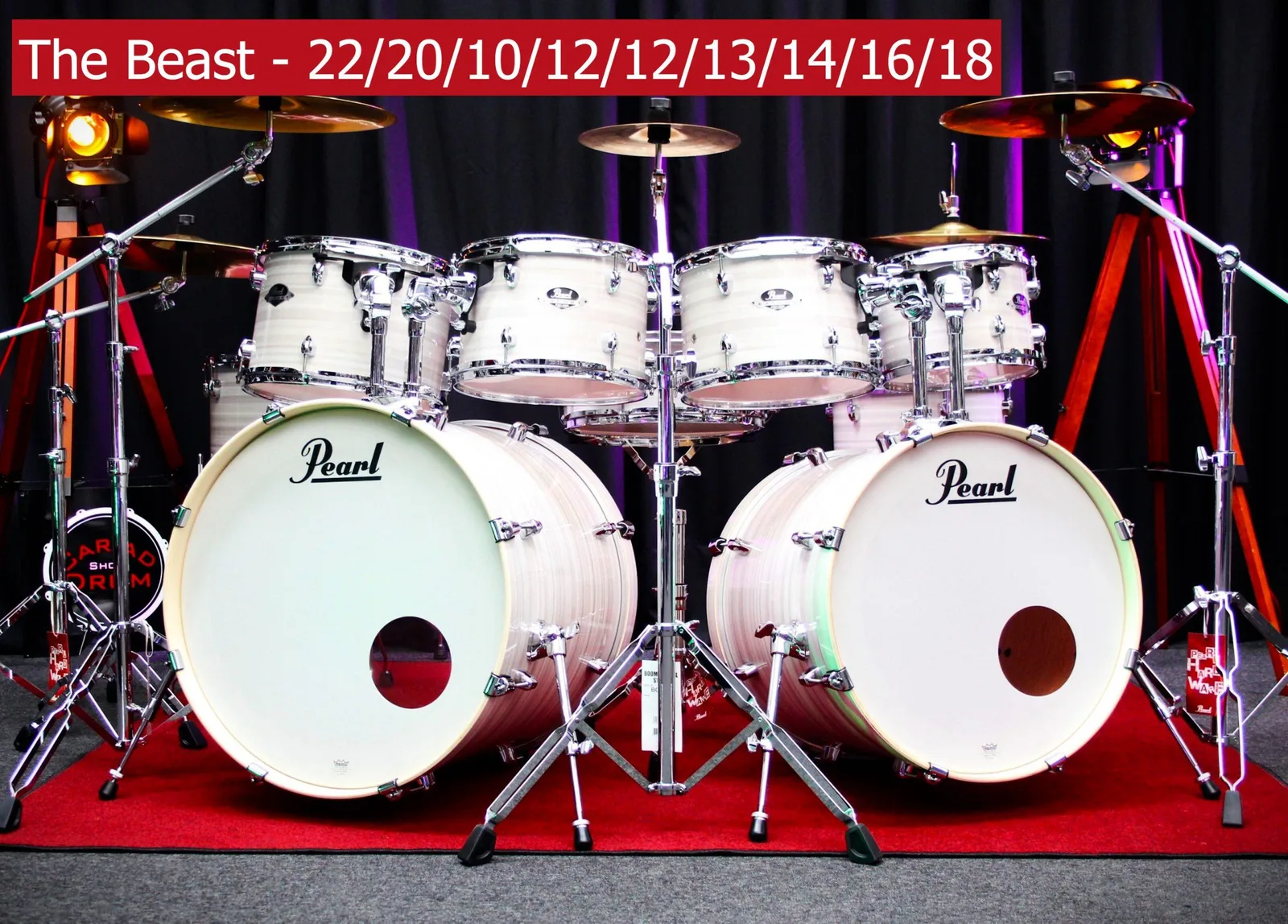 Pearl Export The Beast 9pc Drum Kit - Slipstream White · Cariad Drums